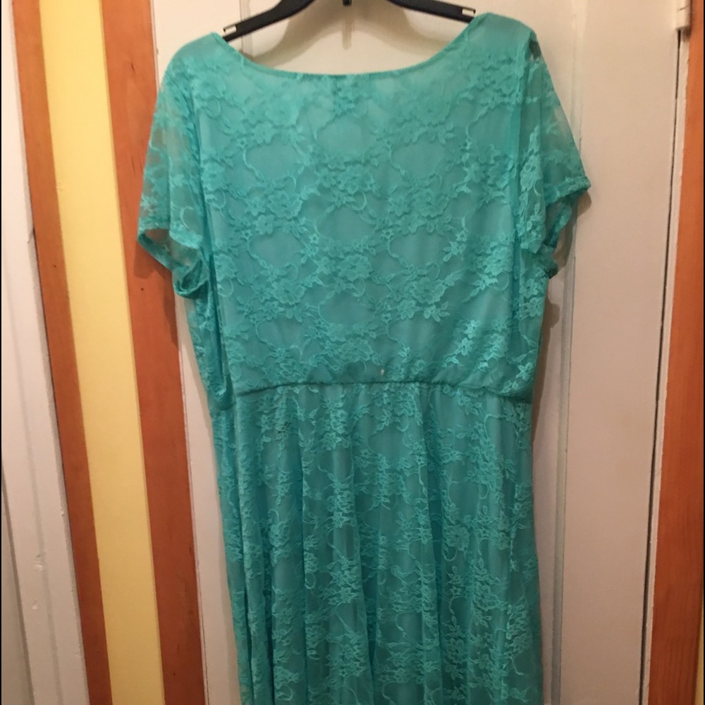 Mint green lace overlay dress